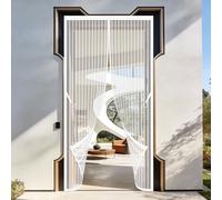 Zanzariera Magnetica Porta 101 x 210 cm con Chiusura Automatica Finestra a Calamita Non Accorciabile Adatto per Balconi, Cantine, Camere da Letto e Porte Scorrevoli, Bianco