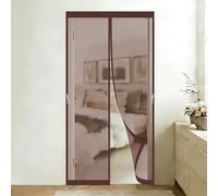 Zanzariera Magnetica Porta 240 x 350 cm con Nastri Autoadesivi e Puntine, Chiusura Automatica Anti Zanzare Calamite Tenda per Porte Scorrevoli, Porta Del Ingresso, marrone