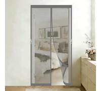 Zanzariera Magnetica Porta 300 x 130 cm con Nastri Autoadesivi e Puntine, Chiusura Automatica Anti Zanzare Calamite Tenda per Porte Scorrevoli, Porta Del Ingresso, Grigio