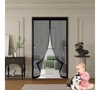 Zanzariera Magnetica Porta 75 x 140 cm, Magnetica, Chiusura Automatica, Senza Foratura, Rete Fine, Zanzariera per Finestre con Magic Click per Porta Finestra Balcone, Nero
