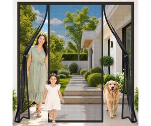 Zanzariera Magnetica Porta Doppia 165x235cm Accesso mani libere per un utilizzo comodo e pratico per famiglie che amano tenere le porte aperte durante l’estate Nero