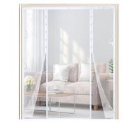 Zanzariera Magnetica Porta,Doppia Apertura Laterale,Tenda Zanzariera Porta Finestra 150x190cm,Tenda Calamita Zanzariere,Si Chiude da Sola,Ideale per Porte da Balcone,Cantine,Terrazze,Bianco