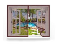 Zanzariera Magnetica Porta Finestra 100 x 140 cm, Automatica Tendina, Adsorbimento Magnetico Antistrappo per Tutte Le Taglie Finestra o Porte, Marrone