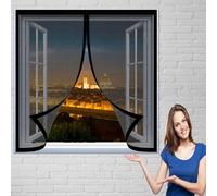 Zanzariera Magnetica Porta Finestra 115 x 134 cm Tenda Zanzariera con Magneti Chiuso Automaticamente Magneti Rete Antizanzare Zanzariera per Finestra per Tutte Le Finestra, Nero