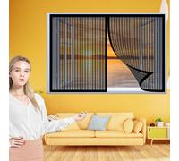 Zanzariera Magnetica Porta Finestra 55 x 125 cm, Tenda Anti Zanzare, Rete Superfine Autoadescante per Finestra, Nero