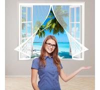 Zanzariera Magnetica Porta Finestra 96 x 158 cm, Zanzariera Magnetica Adesivo, Pieghevole Totalmente per Porte Premium Portafinestra, Bianco