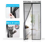 Zanzariera Magnetica Ritagliabile in Vetroresina 130x240cm- Su Misura, Varie Misure- Rete Super Resistente Tenda Con Magneti Ancora Pi Potenti, Parte Superiore Resistente Allo Strappo, Nero