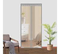 Zanzariera magnetica, zanzariera in rete, con potenti magneti e nastro magico a telaio intero, tiene lontani gli insetti e lascia entrare l'aria fresca (grigio, 95 x 255 cm (larghezza x altezza)
