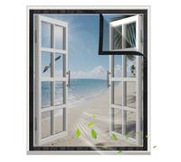 Zanzariera per Balcone e Terrazzo, 70x135cm Nero Rete Protettiva Adesiva, Resistente agli Agenti Atmosferici, Installazione Rapida Senza Attrezzi