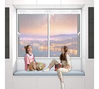 Zanzariera per Finestra 105 x 105 cm Adsorbimento Magnetico Antistrappo Zanzariera Porta Magnetica Facile da Installare Senza Fori, Tenda a Mosca Magnetica per Finestre, Bianco