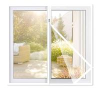 Zanzariera per finestra, 110 x 170 cm (larghezza x altezza), per fai da te, autoadesiva, con gancio adesivo, adatta a più finestre