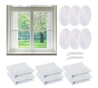 Zanzariera per finestra, 130 x 150 cm, 6 pezzi, protezione dagli insetti, per finestre, zanzariere autoadesive con velcro, colore bianco