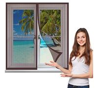 Zanzariera Per Finestra 135 x 140 cm, Zanzariera Porta Finestra Magnetica, Rete Superfine Autoadescante per Porte Premium Portafinestra, Marrone