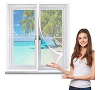 Zanzariera Per Finestra 80 x 125 cm, Tenda Anti-insetti Zanzare, Pieghevole Totalmente Per Porte Finestre Tenda, Bianco
