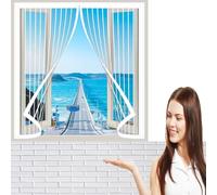 Zanzariera per Finestra 80 x 89 cm Nessun Attrezzo Richiesto Zanzariera Autoadesiva per Finestre con Nastro Autoadesivo Mantenere La Circolazione Dell'Aria Fresca, Bianco