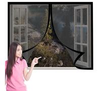 Zanzariera per Finestra in Legno 75 x 151 cm Zanzariere Magnetiche Chiudi Automaticamente Senza Foratura con Adesivo Forte per Tutti Terrazza Porte e Finestre, Nero
