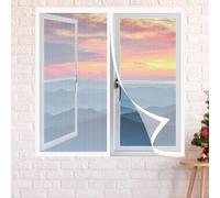 Zanzariera per Finestra Magnetica 170 x 160 cm Zanzariera a Maglie Si Chiude da Sola - Non Accorciabile per Tutti Terrazza Porte e Finestre, Bianco