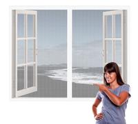 Zanzariera per Finestra Magnetica 82 x 120 cm Zanzariera a Strisce Rete Aria Fresca in & Keep Bugs Out per Legno Ferro Porte in Alluminio e Balcone, Bianco