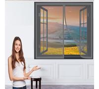 Zanzariera per Finestra Magnetica 88 x 90 cm Anti Zanzare Calamite Tenda Senza Foratura Tenda Zanzariera Magnetica Zanzariera Magnetica per Finestre, Grigio