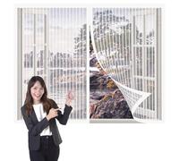 Zanzariera per Finestra Roulotte 231 x 167 cm Zanzariera Magnetica Adesivo Anti Zanzare Insetti per Porte Finestre per Cortile Camera, Bianco