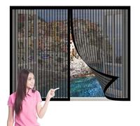 Zanzariera per Finestre 100 x 137 cm Autoadesivo Rete Anti Zanzare Maglia Fine Magnete Potente per Balconi Portefinestre, Nero