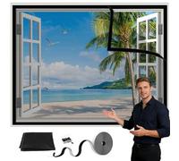 Zanzariera Per Finestre Facile Da Montare 65x120cm Nero Senza Trapano Autoadesiva Resistente Allo Strappo Per Soggiorno