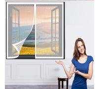 Zanzariera per Finestre Zanzariere 90 x 100 cm Traspirante Tenda Zanzariere Chiuso Automaticamente Magneti Rete Antizanzare Zanzariera per Finestra per Tutte Le Finestra, Bianco