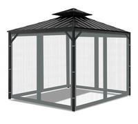 Zanzariera per Gazebo Esterno, 4 porte con Cerniera, Rete Anti-Zanzare per Patio, Giardino e Pergola (Grigio, 3.6 * 3.6M)