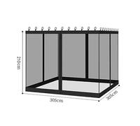 Zanzariera per Gazebo Zanzariera universale for gazebo da esterno 305x305x210 cm, tenda laterale con 4 porte e cerniere(Black)