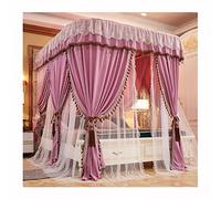 Zanzariera per Letto Matrimoniale, con Guida a U, Tenda da Letto di Lusso in Stile Palazzo Europeo, Decorazione per Camera da Letto (Colore: Rosa, Dimensioni: 180X200cm/71X79in)