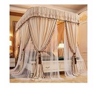 Zanzariera per Letto Matrimoniale, con Guida a U, Tenda da Letto di Lusso in Stile Palazzo Europeo, Decorazione per Camera da Letto (Colore: Cachi, Dimensioni: 180X220cm/71X87in)