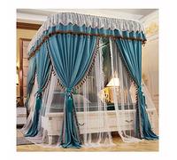 Zanzariera per Letto Matrimoniale, con Guida a U, Tenda da Letto di Lusso in Stile Palazzo Europeo, Decorazione per Camera da Letto (Colore: Blu, Dimensioni: 150X200cm/59X79in)