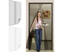 Zanzariera per porta 140x250 cm due veli in poliestere Nero