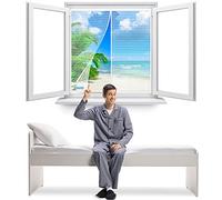 Zanzariera per porta in tessuto super sottile per lasciare passare l'aria, 85 x 120 cm Chiusura magnetica automatica che impedisce il passaggio di insetti【Bianco】