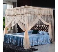 Zanzariera, piedino per pavimento addensato, a tre porte senza punzonare letto 1,5 m / 1,8 m, rinforzo + porta laterale blu acqua 180 * 200 cm, Standard + giada tre porte_200 * 200 cm