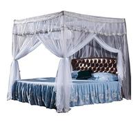 Zanzariera, piedino per pavimento addensato, a tre porte senza punzonare letto 1,5 m / 1,8 m, rinforzo + porta laterale blu acqua 180 * 200 cm, Standard + bianco tre porte_120 * 200 cm