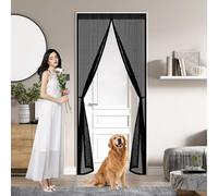 Zanzariera Porta 80 x 190 cm 2×Più Resistente Del Modello Classico, Stop Zanzare, Chiusura Automatica, Superiore Aumentato Zanzariera Magnetica Tenda per Porte Finestre, Nero
