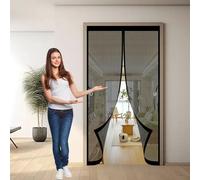 Zanzariera Porta con Telaio 120 x 125 cm, Magnetica, Chiusura Automatica, Senza Foratura, Rete Fine, Zanzariere Magnetiche per Porta per Finestra Balcone, Nero