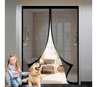 Zanzariera Porta con Telaio 130 x 200 cm, Magnetica, Chiusura Automatica, Senza Foratura, Rete Fine, Zanzariera per Porta Scorrevole per Finestra Balcone, Nero