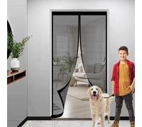 Zanzariera Porta con Telaio 155 x 165 cm, Magnetica, Chiusura Automatica, Senza Foratura, Rete Fine, Tenda Termica Isolante Freddo e Caldo per Porta Finestra Balcone, Nero
