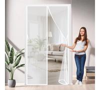 Zanzariera Porta con Telaio 85 x 155 cm, Magnetica, Chiusura Automatica, Senza Foratura, Rete Fine, Zanzariera Magnetica Porta Regolabile per Porte, Varie Taglie, Bianco