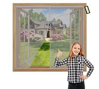 Zanzariera Porta Finestra 105x140cm Grigio Chiude da Sola Anti Zanzare Insetti Zanzariera con Calamite e Chiodi da Montaggio per Porte d'Ingresso Porte Cortili
