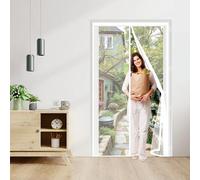 Zanzariera Porta Finestra 122 x 252 cm Chiusura Automatica a Calamite, Monta Facilmente, Non Serve Forare, Vostra Dalle Zanzare Rete Fine Zanzariera Magnetica per Cortile, Bianco