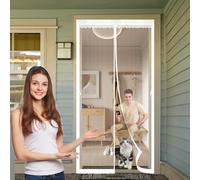 Zanzariera Porta Finestra 125 x 170 cm Chiusura Automatica, Traspirante, Tenda Zanzariera Porta Finestra Tenda Magnetica Adatto a Bambini e Animali Domestici, Bianco