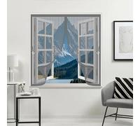 Zanzariera Porta Finestra 140 x 95 cm Chiusura Automatica, Non Ho Più Fastidiosi Insetti in Casa - Non Accorciabile Tenda di Protezione per Tutti I Tipi di Finestre, Grigio