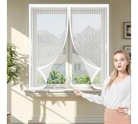 Zanzariera Porta Finestra 150 x 120 cm Chiusura Automatica, Non Ho Più Fastidiosi Insetti in Casa - Non Accorciabile Fly Screens for Finestre per Tutti I Tipi di Finestre, Bianco