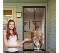 Zanzariera Porta Finestra 65 x 165 cm Chiusura Automatica, Traspirante, Tenda Zanzariera Porta Finestra Tenda Magnetica Adatto a Bambini e Animali Domestici, Nero