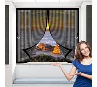 Zanzariera Porta Finestra 77 x 122 cm, Magnetica, Chiusura Automatica, Senza Foratura, Rete Fine, Finestra con Zanzariera Magnetica per Porte, Varie Taglie, Nero