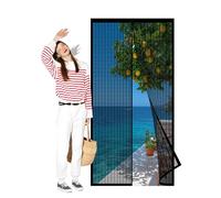 Zanzariera Porta Finestra 77 x 281 cm Tenda Zanzariera a Strisce Facile da Installarepeper Chiusura Automatica per Porte Finestre Balcone Soggiorno, Nero