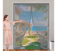 Zanzariera Porta Finestra 95 x 175 cm Chiusura Automatica, Non Ho Più Fastidiosi Insetti in Casa - Non Accorciabile Zanzariere Magnetiche Balcone per Balcone Soggiorno Terrazze, Grigio